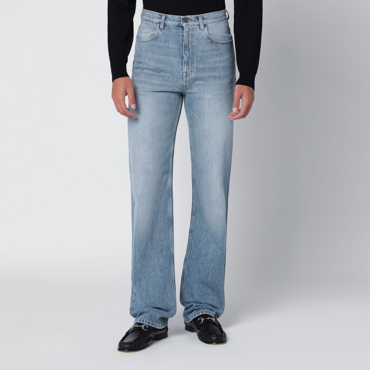 Pantalone in denim delavé schiarito