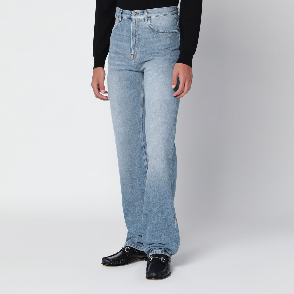 Pantalone in denim delavé schiarito