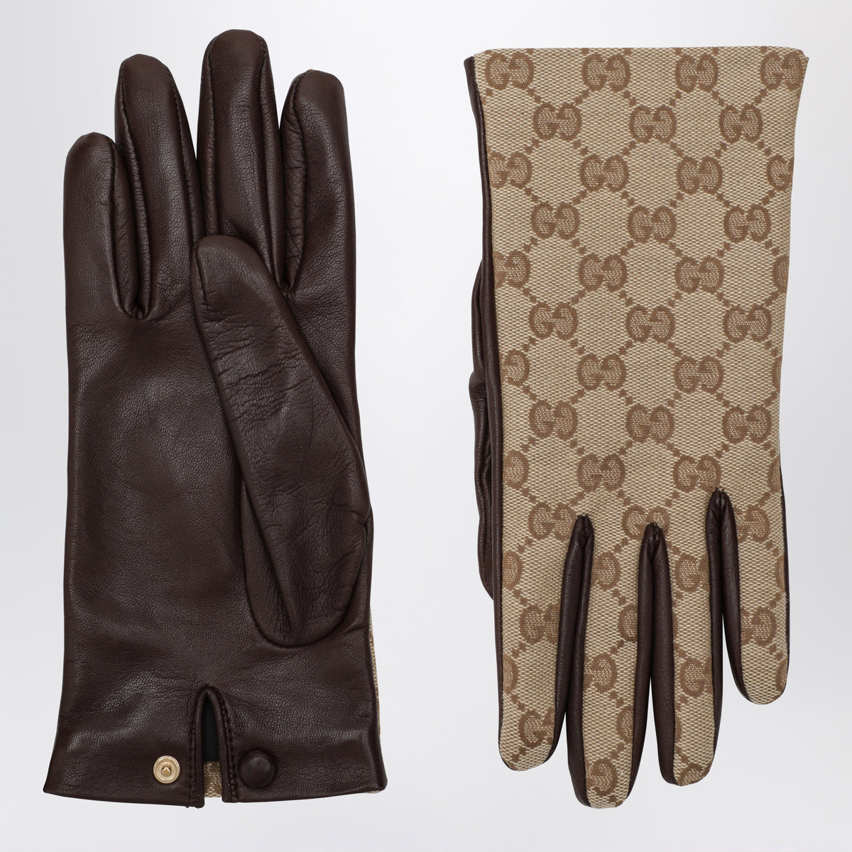 Beige Handschuhe aus GG-Gewebe