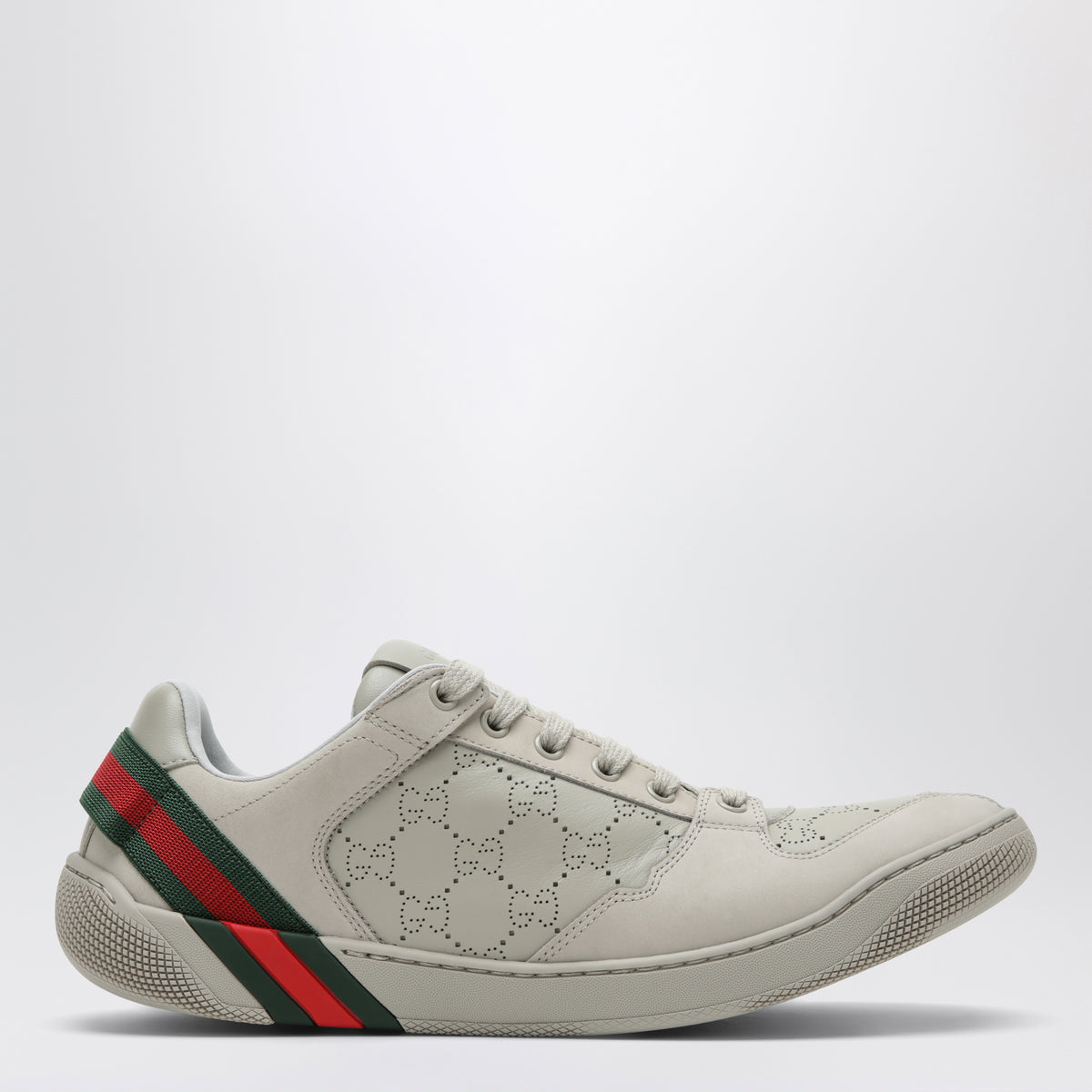 Grey sneakers with perforated GG motif