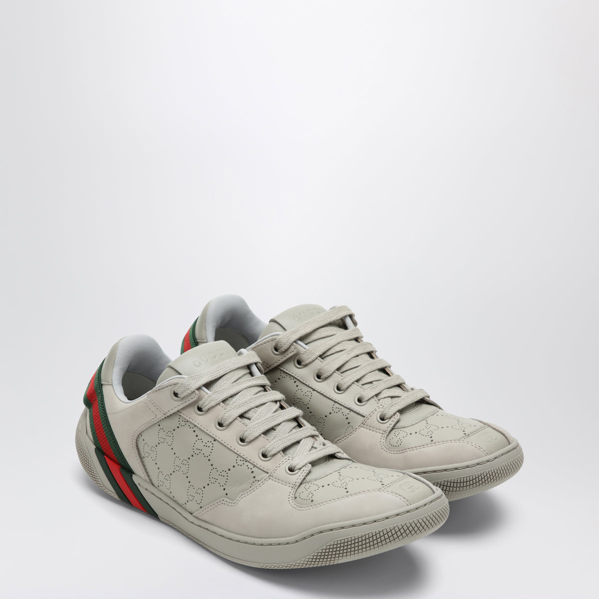 Grey sneakers with perforated GG motif