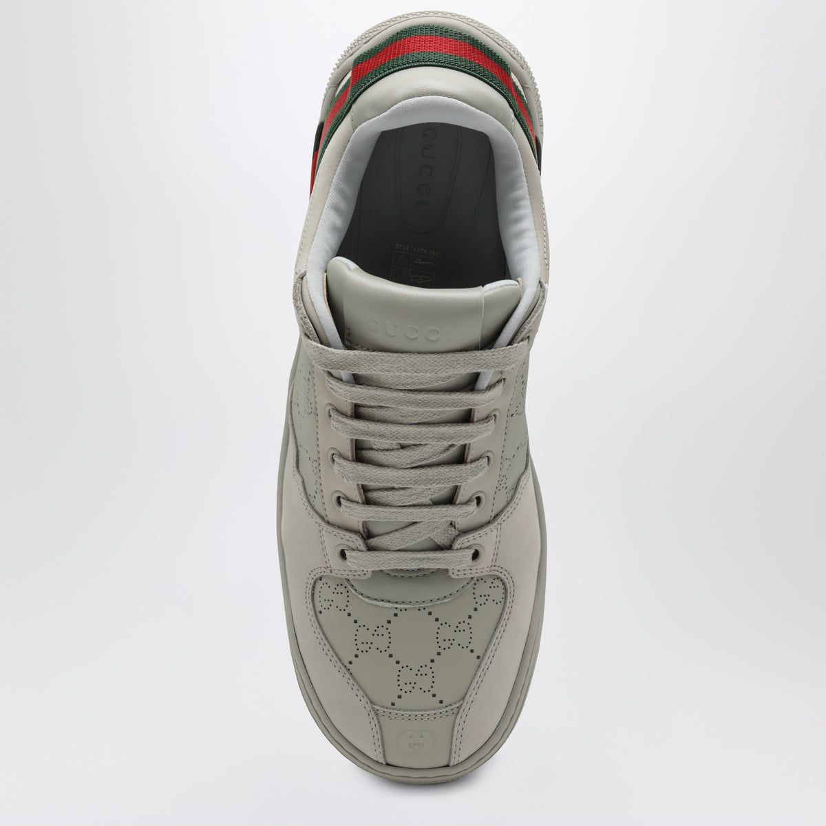 Grey sneakers with perforated GG motif