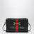 Camera bag Horsebit Web piccola nera in pelle