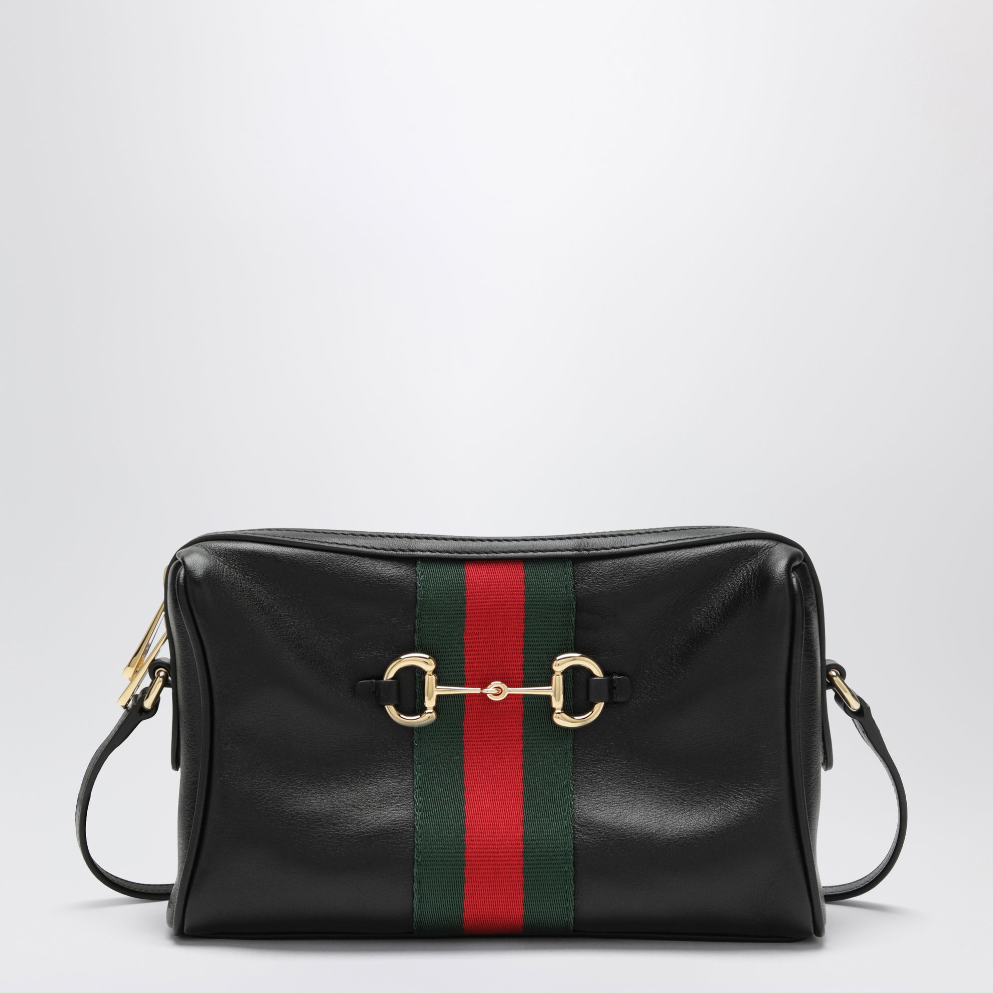 Camera bag Horsebit Web piccola nera in pelle