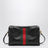 Camera bag Horsebit Web piccola nera in pelle