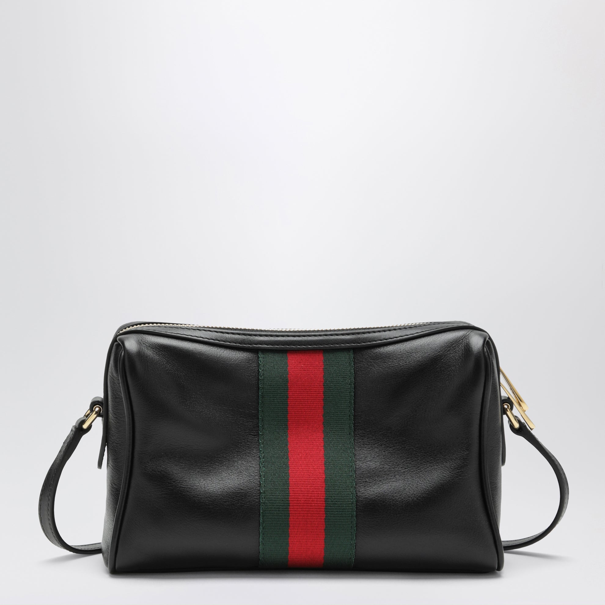 Camera bag Horsebit Web piccola nera in pelle