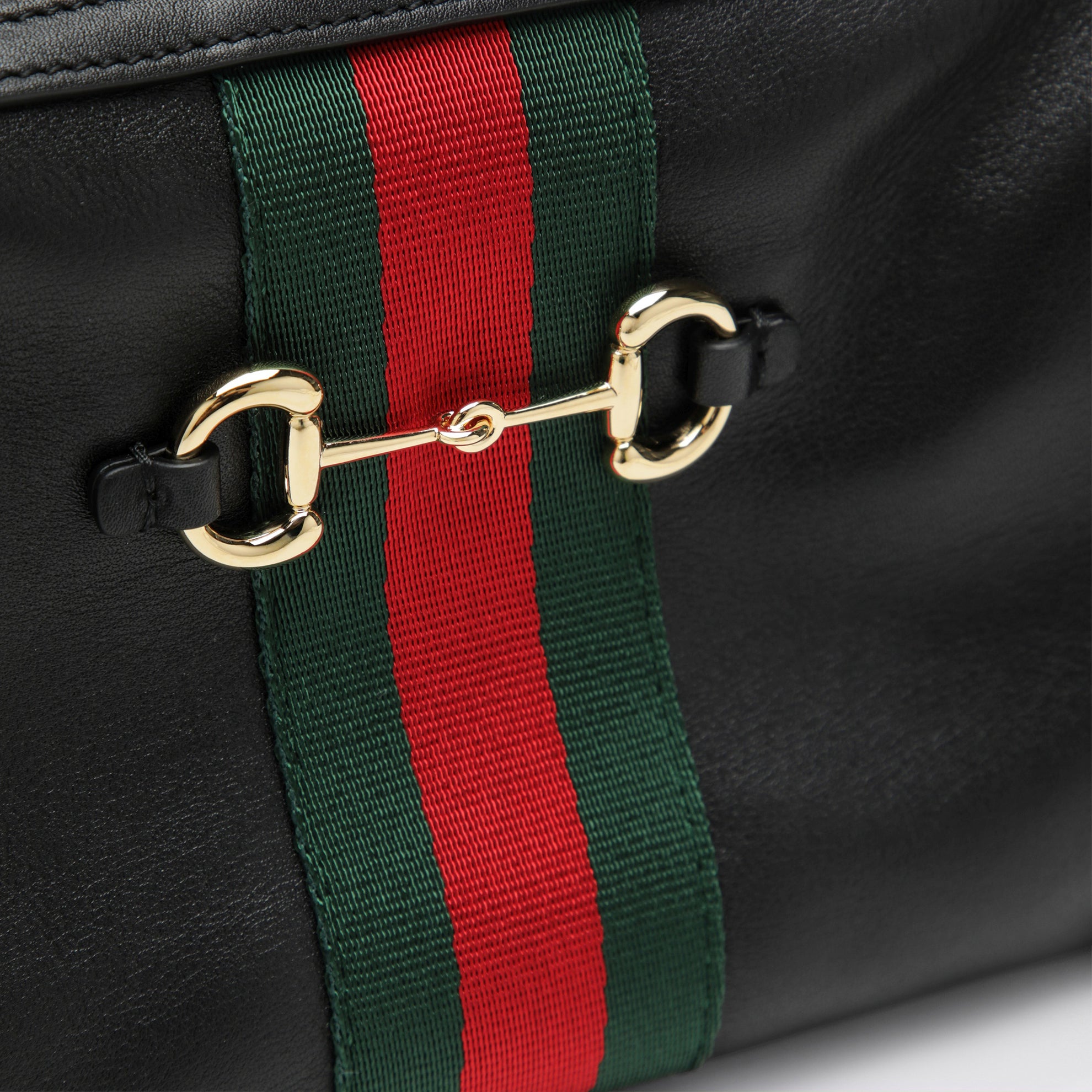 Camera bag Horsebit Web piccola nera in pelle