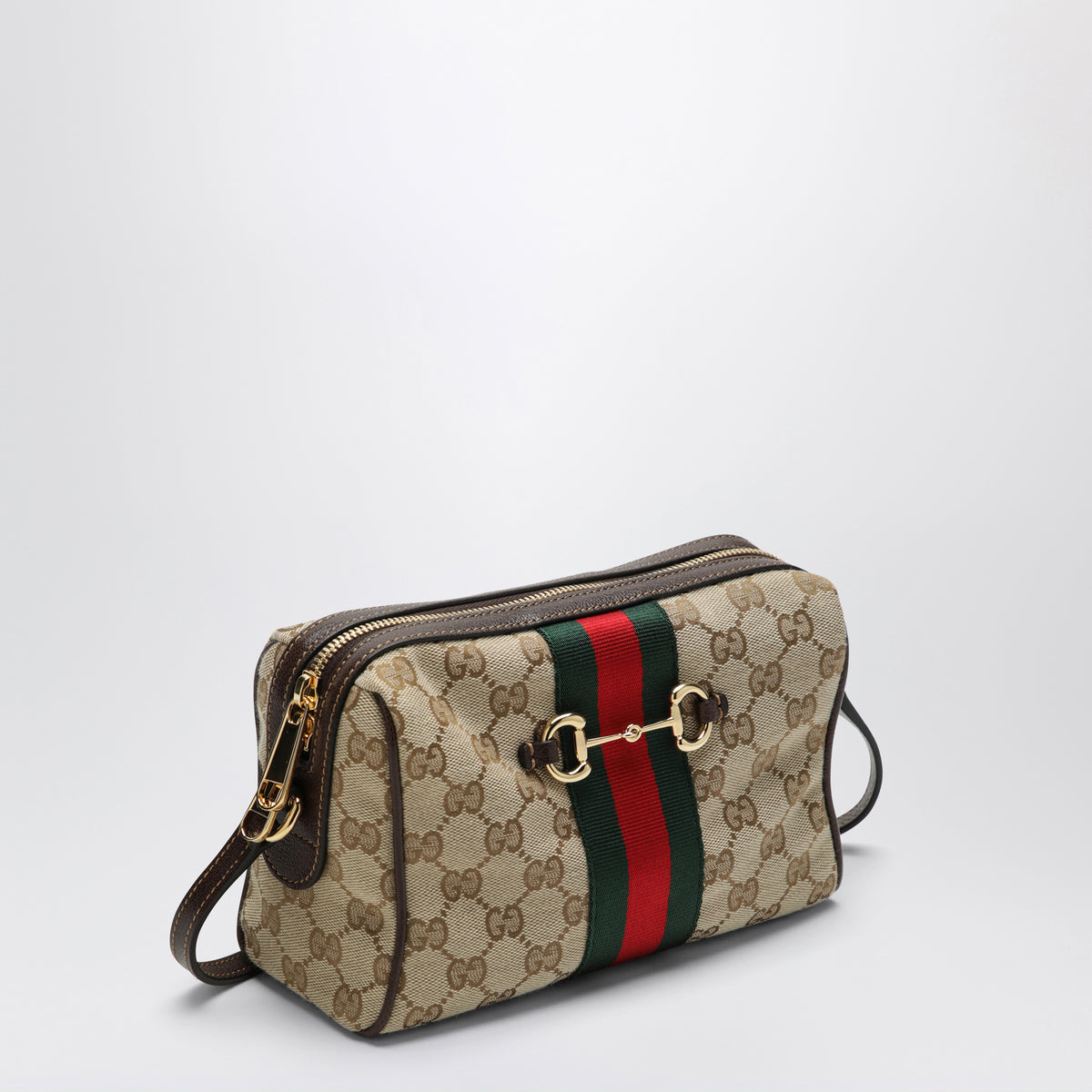 Camera bag Horsebit Web piccola Vintage Sand in tessuto