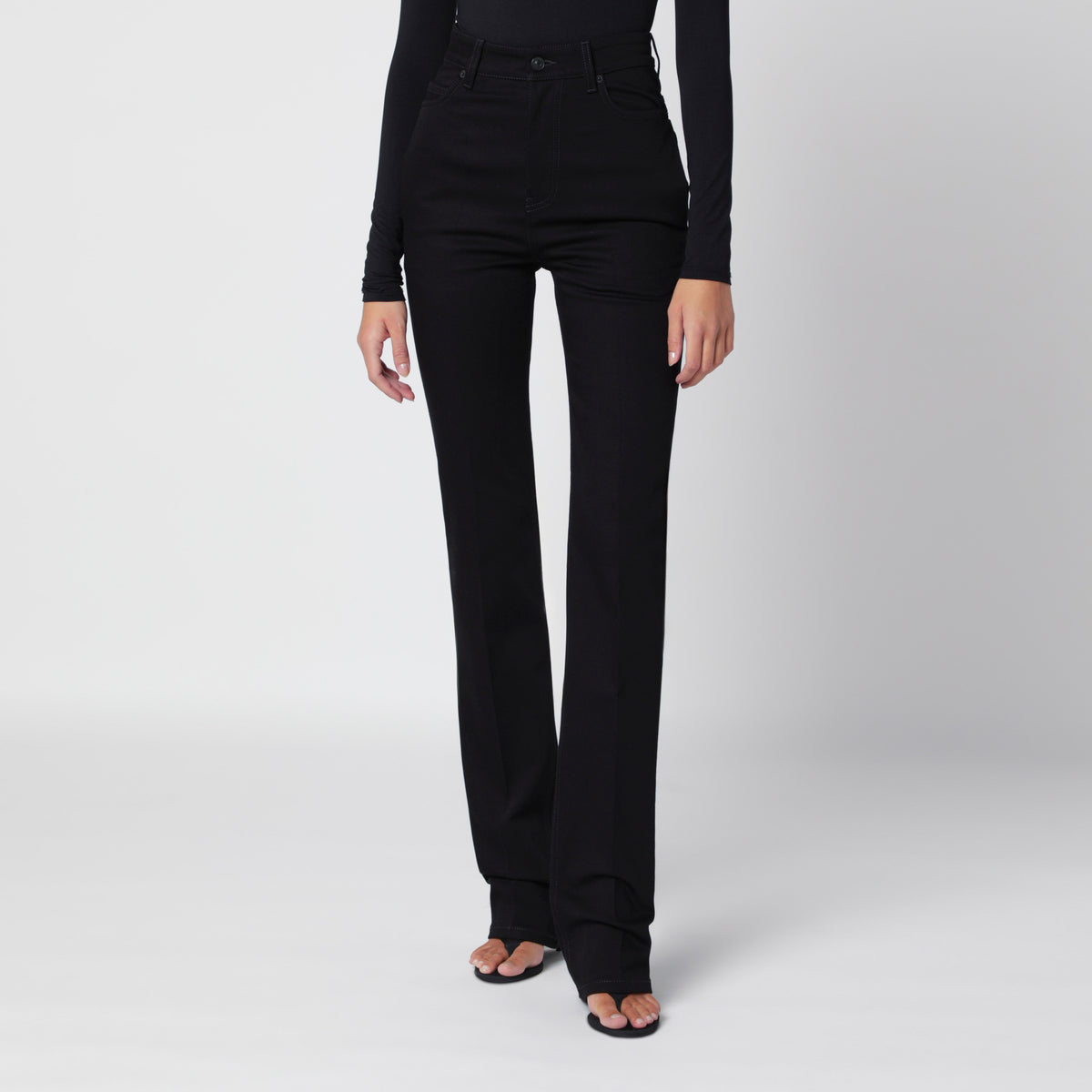 Jean en coton noir taille haute