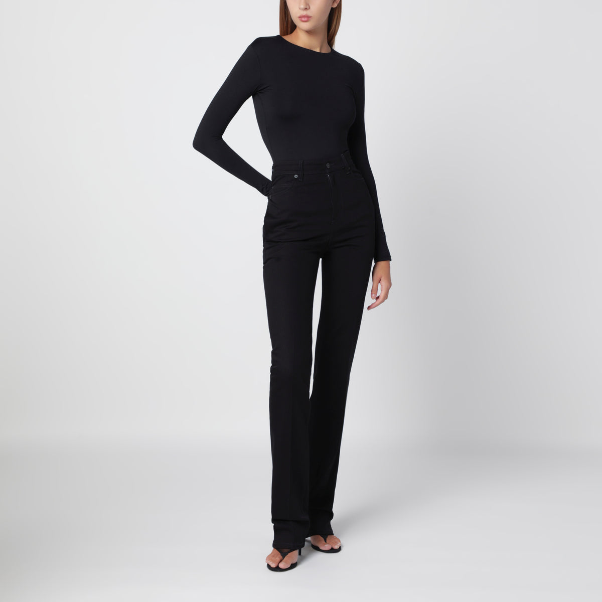 Jean en coton noir taille haute