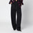 Black cotton denim barrel trousers