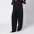 Black cotton denim barrel trousers
