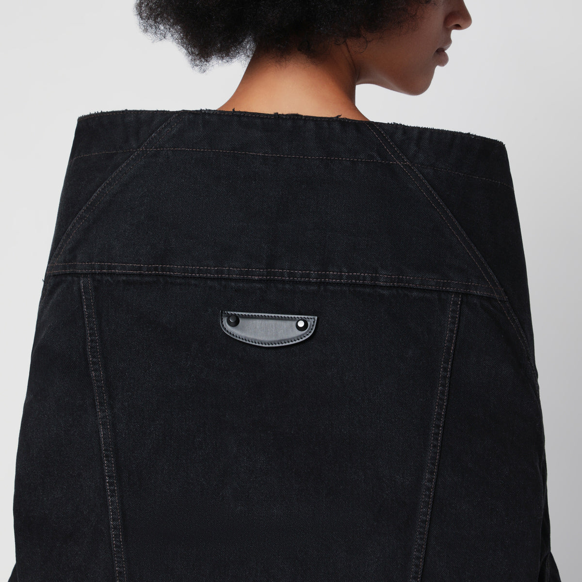 Veste Wrap noire en denim de coton