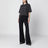T-shirt col rond noir en jersey de coton