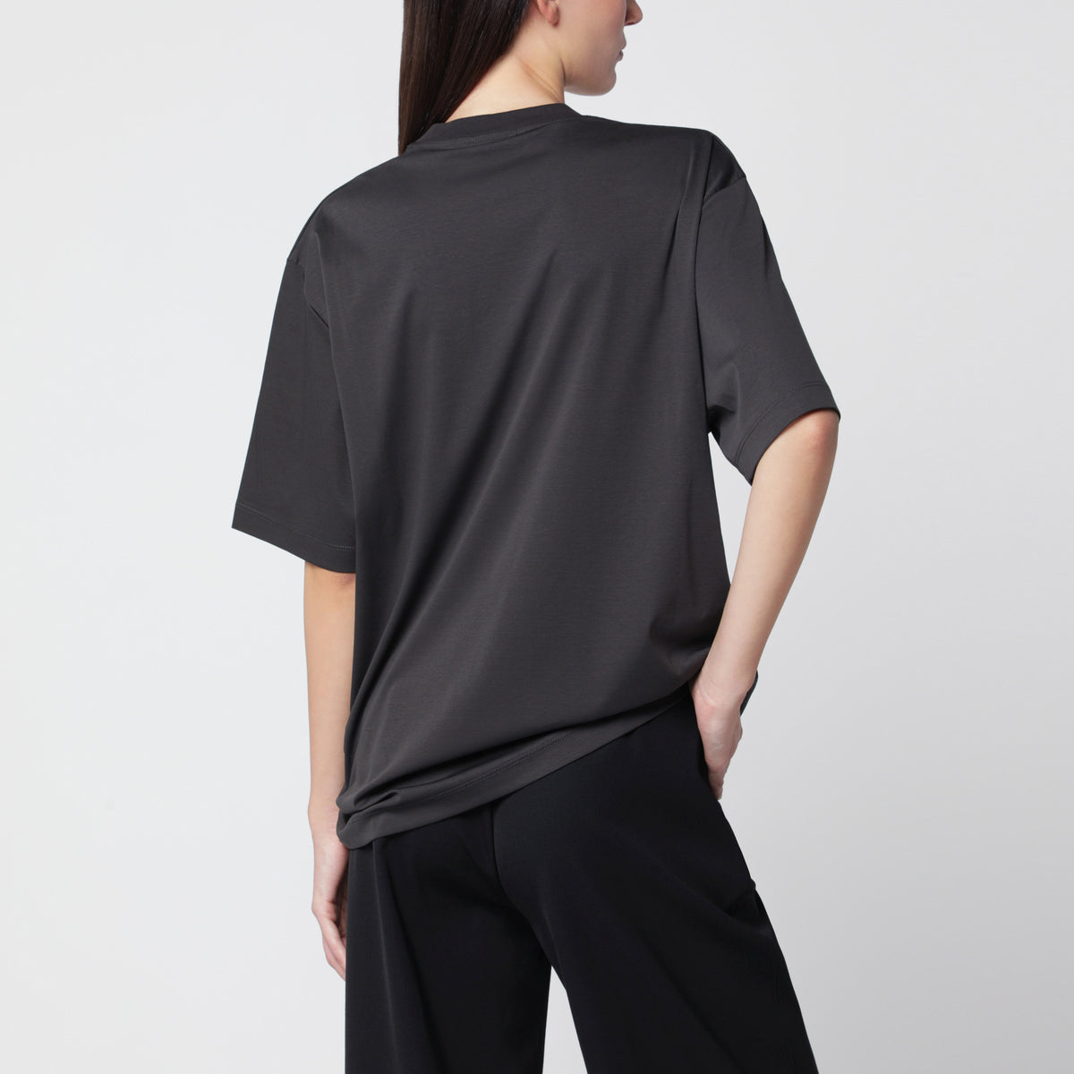 T-shirt col rond noir en jersey de coton