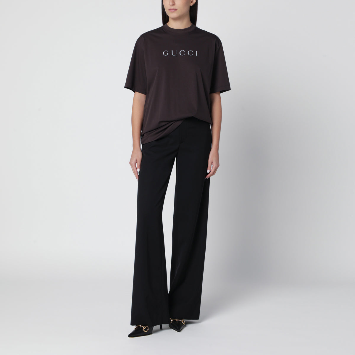 Brown oversized cotton T-shirt