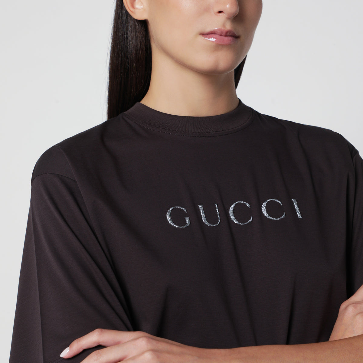 Brown oversized cotton T-shirt