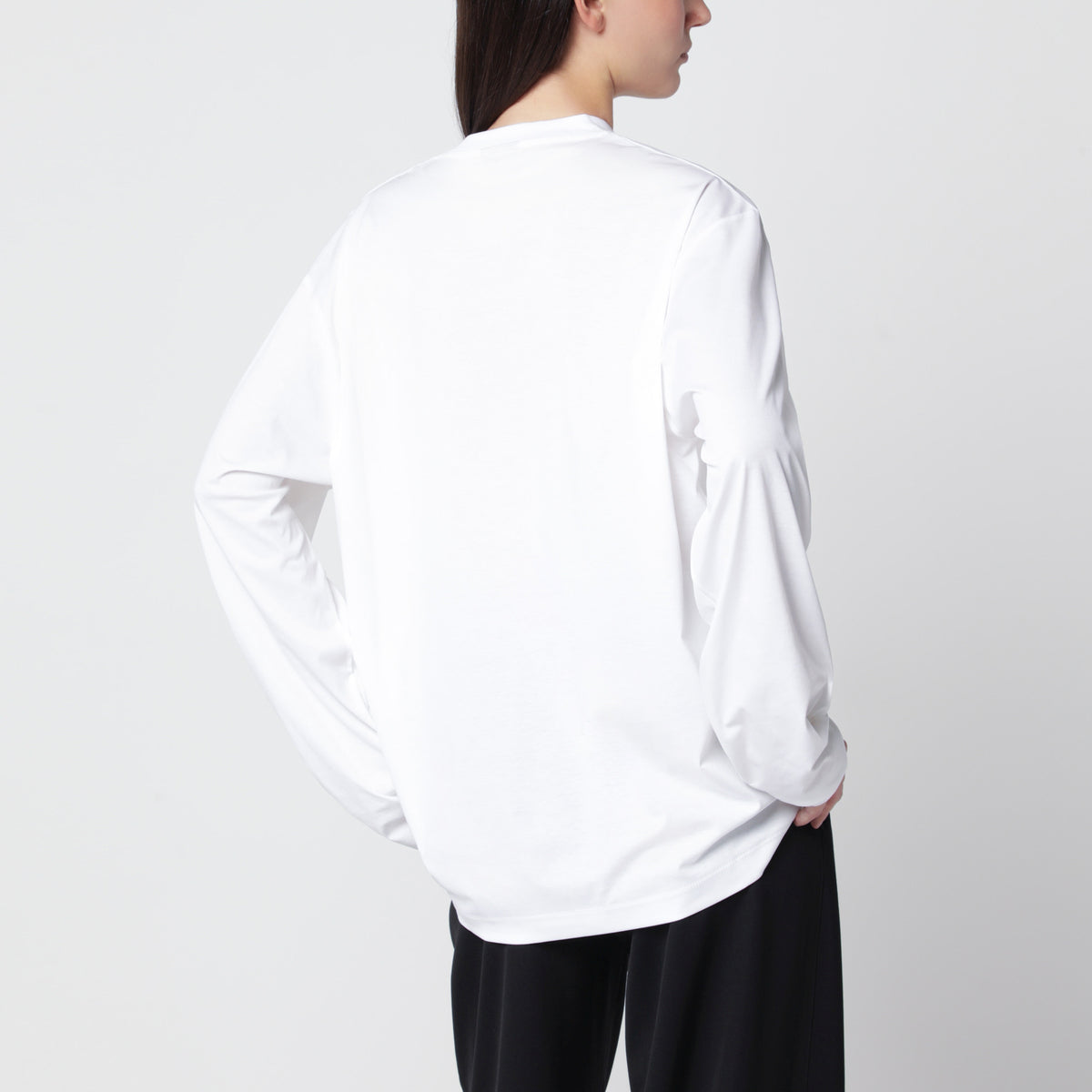 Weißes T-Shirt mit Rundhalsausschnitt aus Baumwolljersey