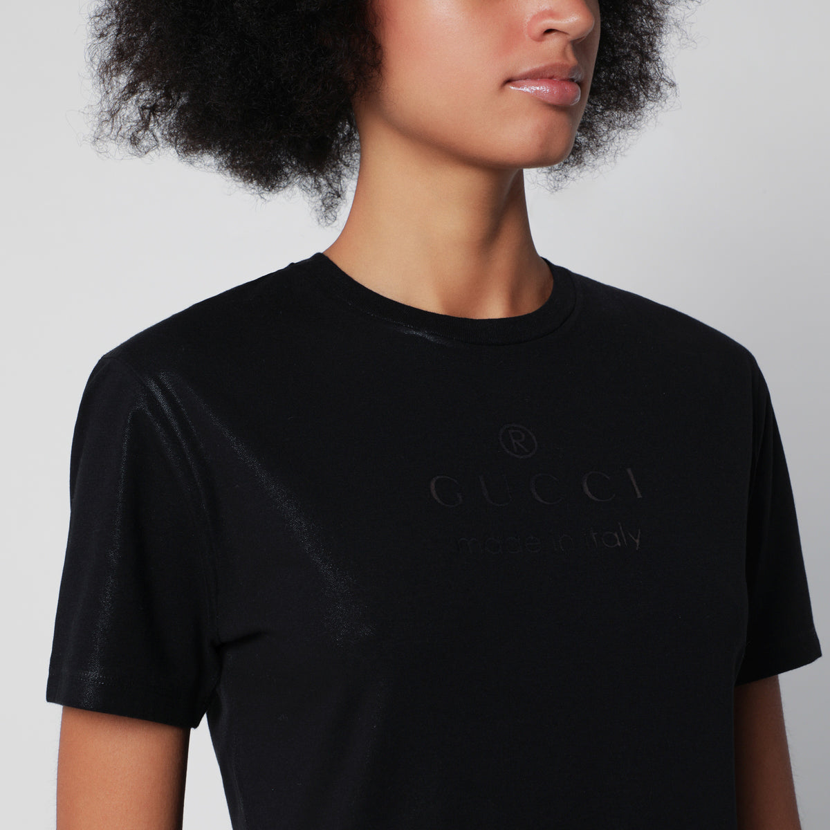 Black technical cotton jersey T-shirt