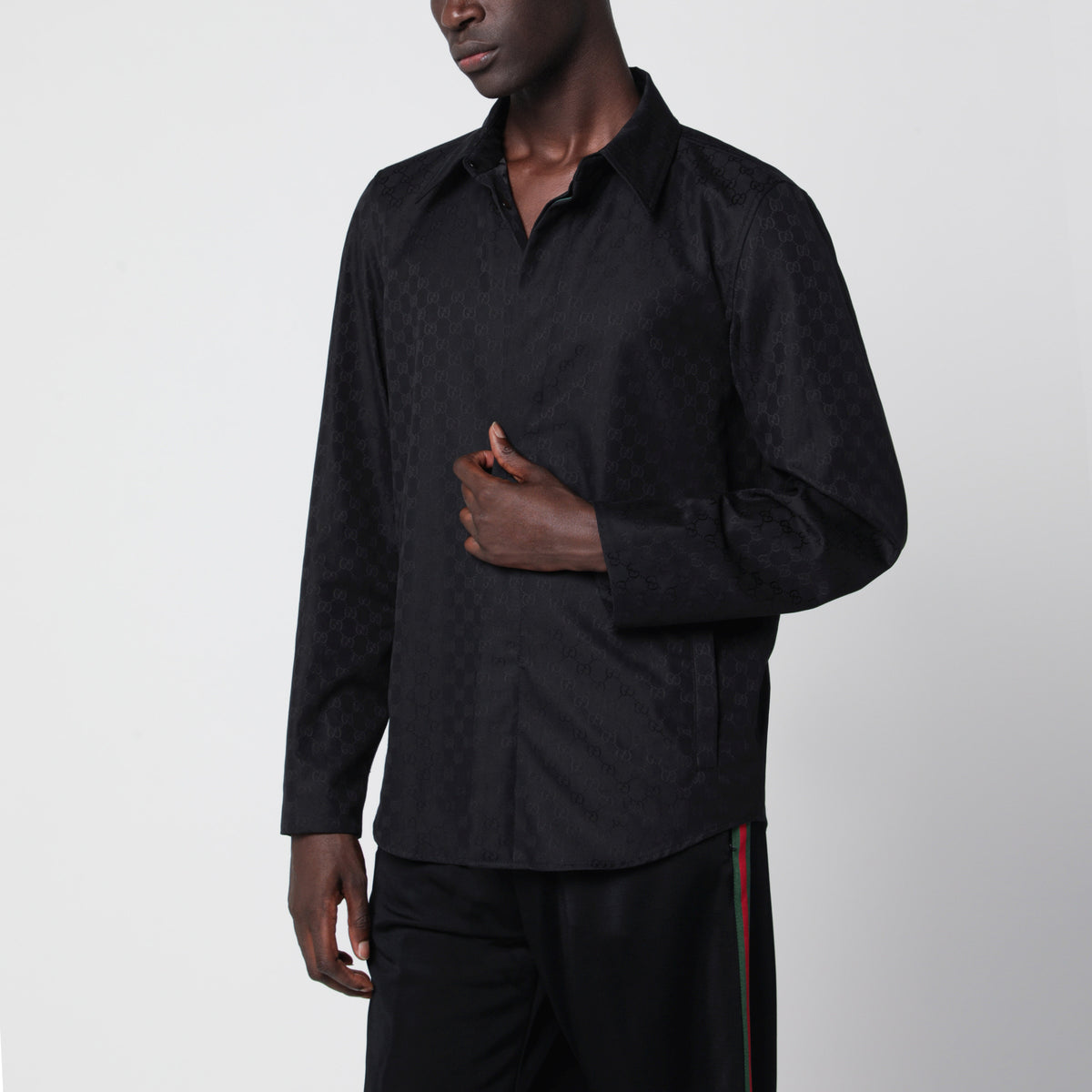 Black GG Supreme cotton shirt