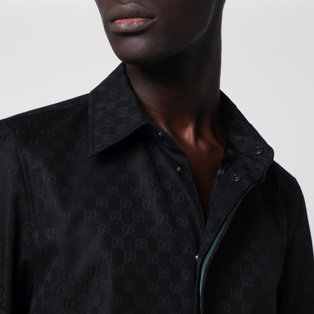 Black GG Supreme cotton shirt
