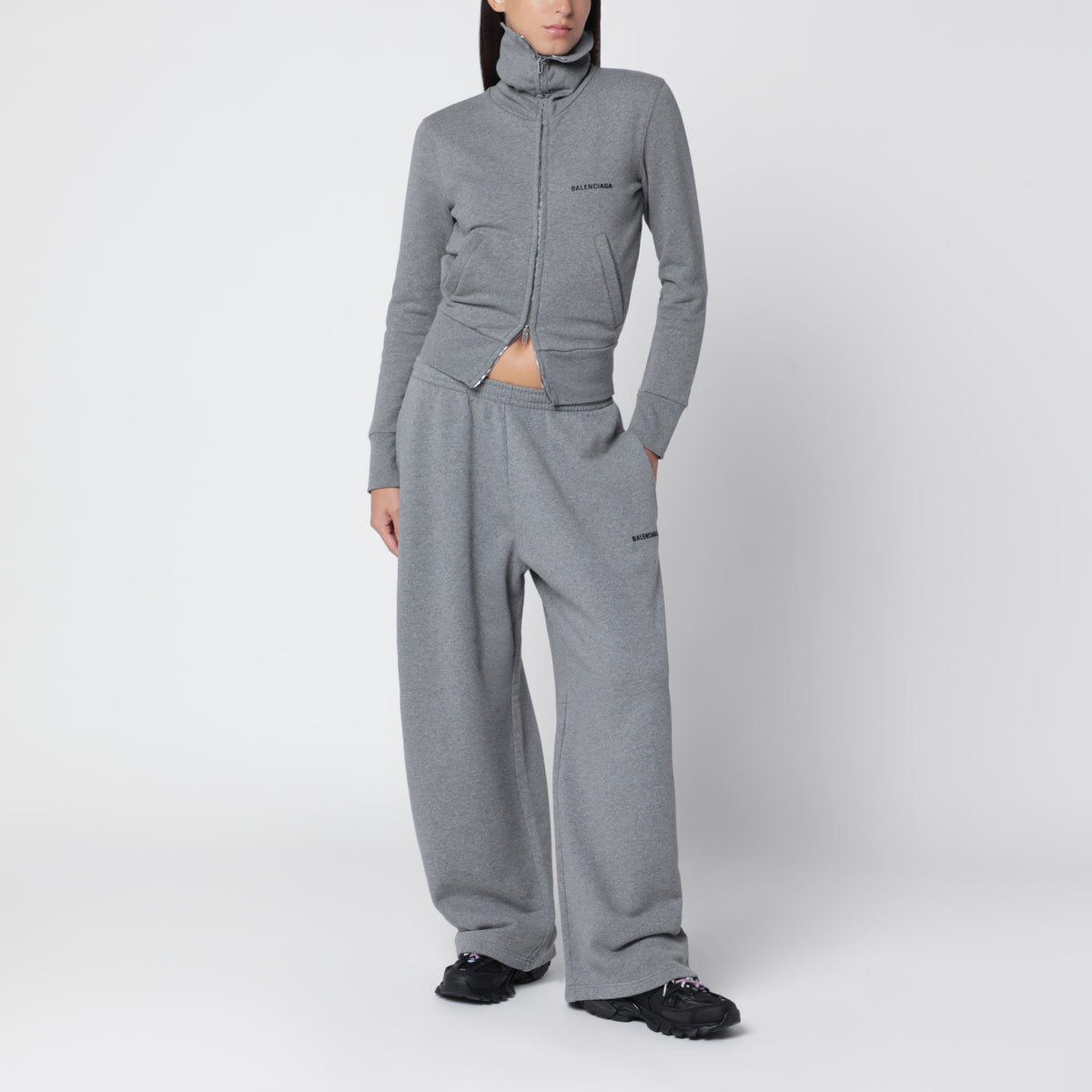 Pantalon jogging oversize gris en coton