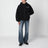 Felpa con zip nera in cotone