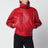 Rounded red lambskin bomber jacket