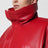 Rounded red lambskin bomber jacket