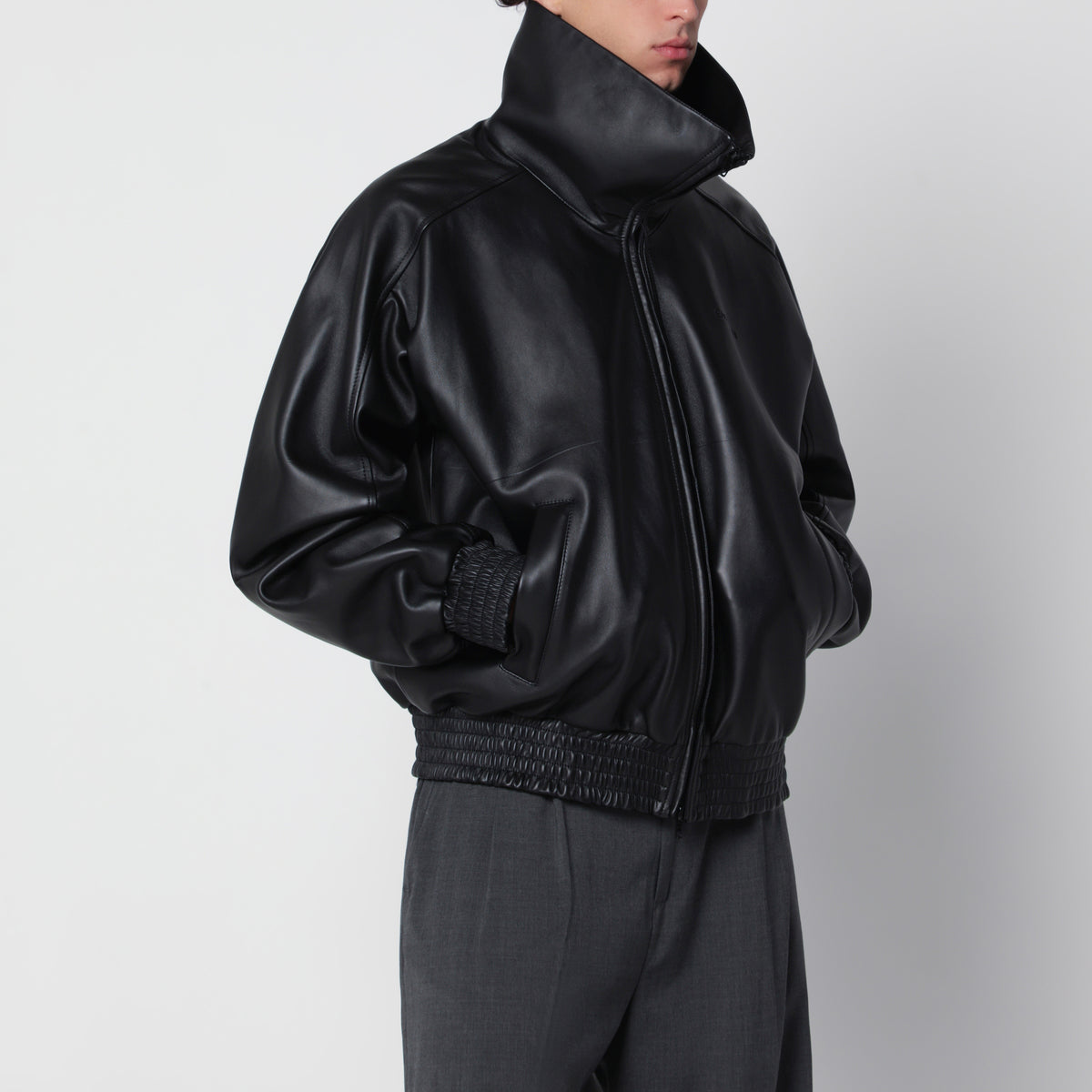 Lederjacke mit Logo in Schwarz