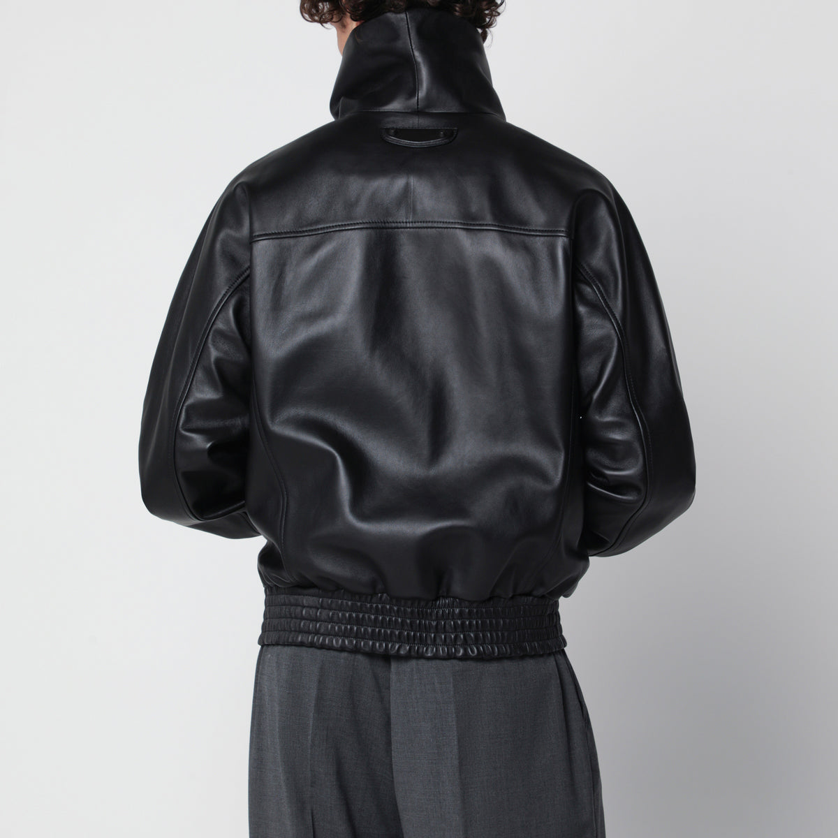 Lederjacke mit Logo in Schwarz