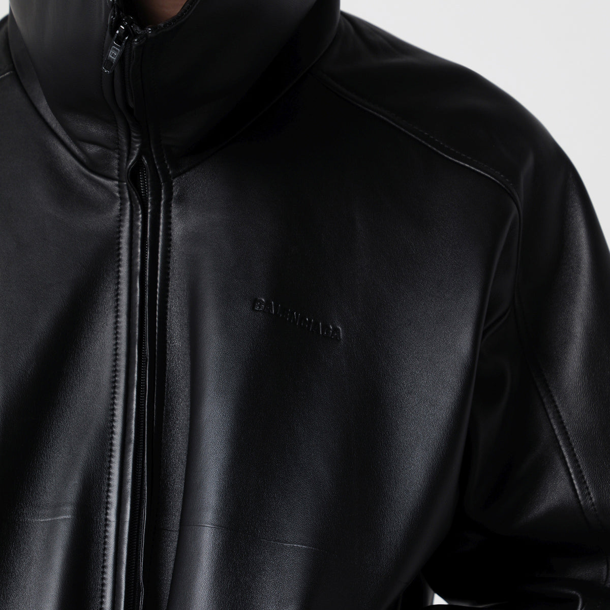 Lederjacke mit Logo in Schwarz