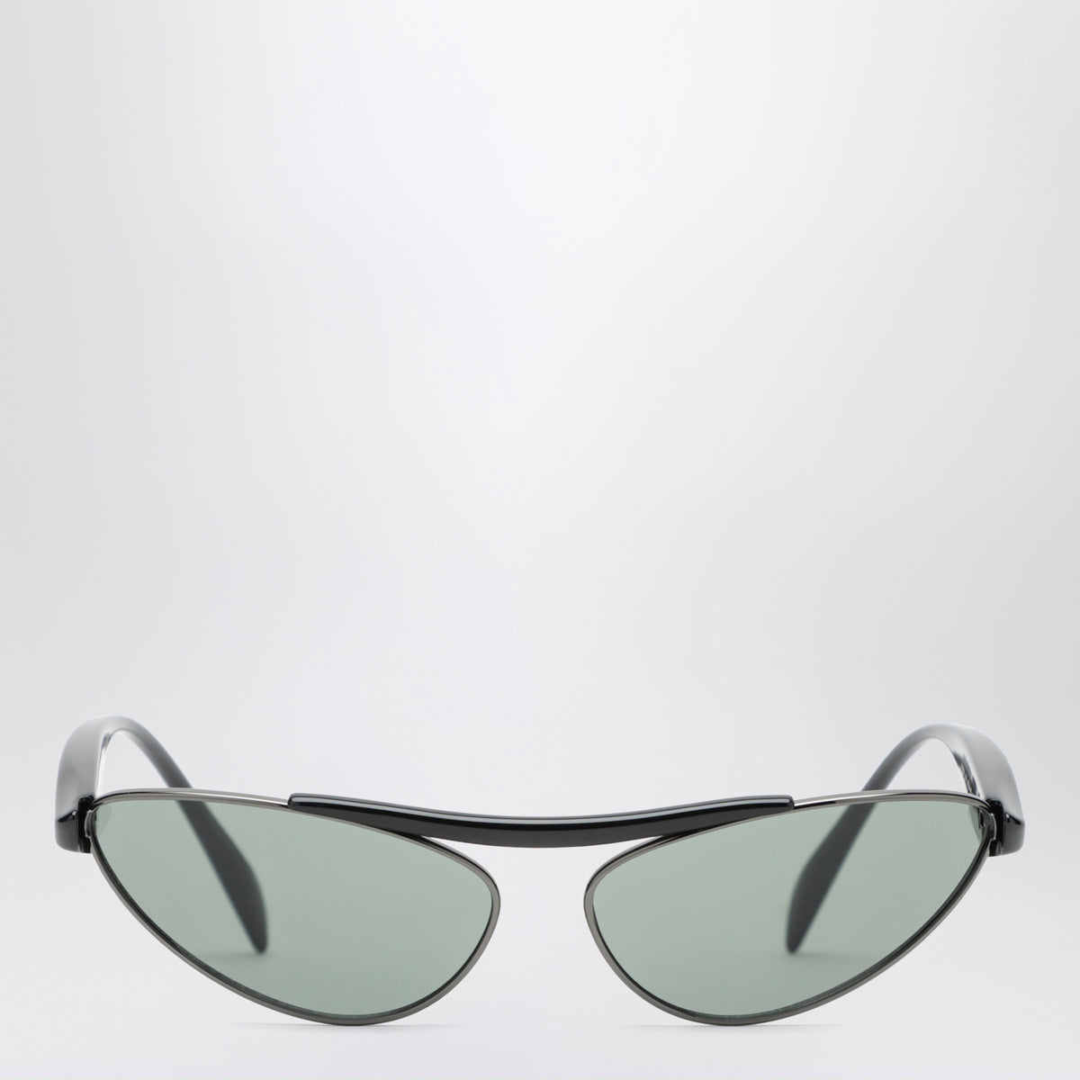 Lunettes de soleil ovales noires/vertes en acétate