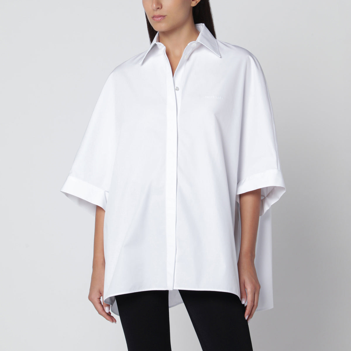 Chemise oversize blanche en popeline de coton