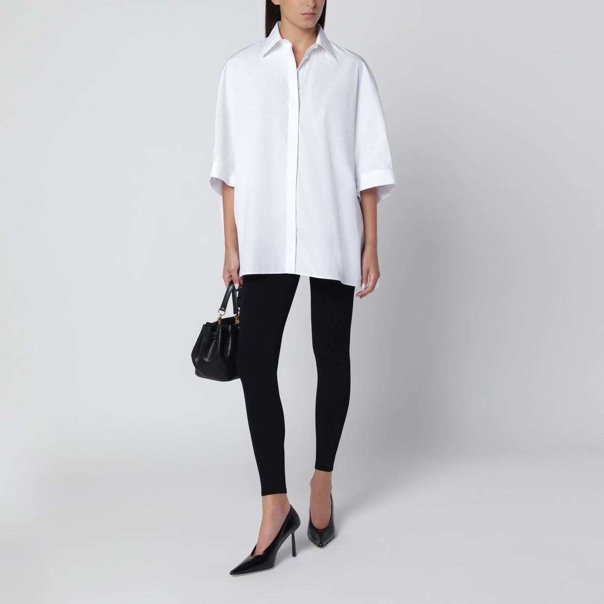 Chemise oversize blanche en popeline de coton