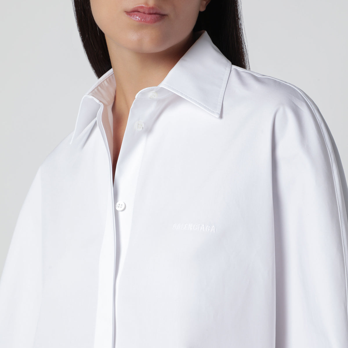 Chemise oversize blanche en popeline de coton