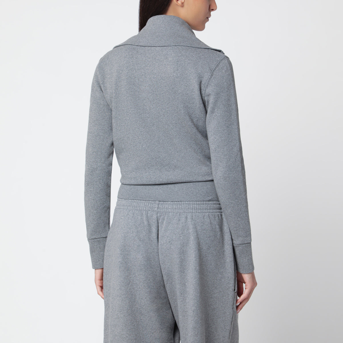 Felpa con zip grigia in cotone