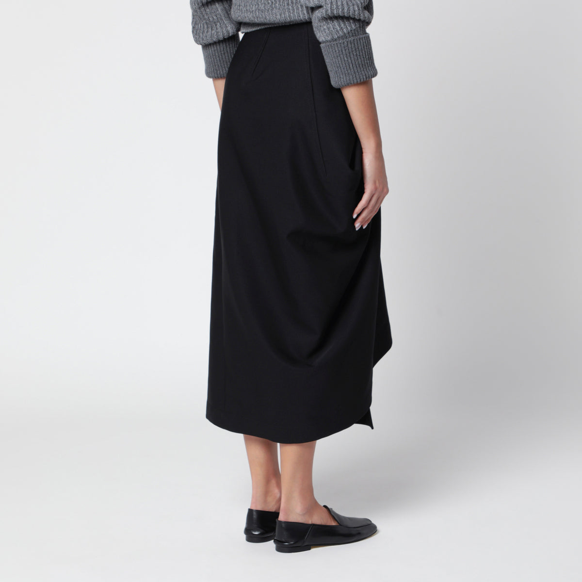 Jupe midi en laine grain de poudre