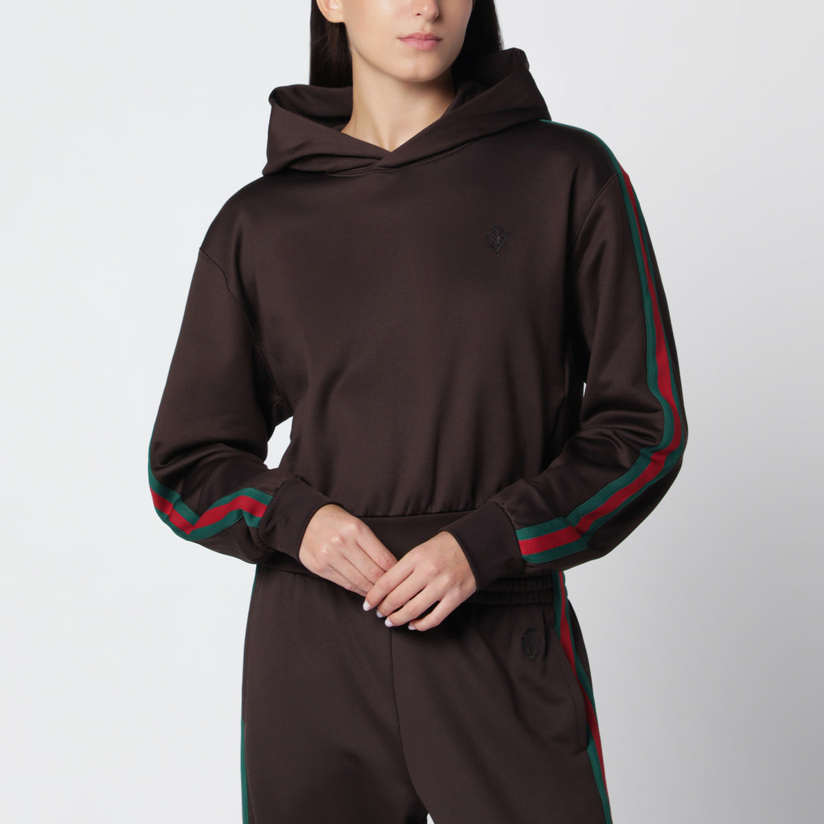 Felpa corta in jersey stretch Deep Chocolate