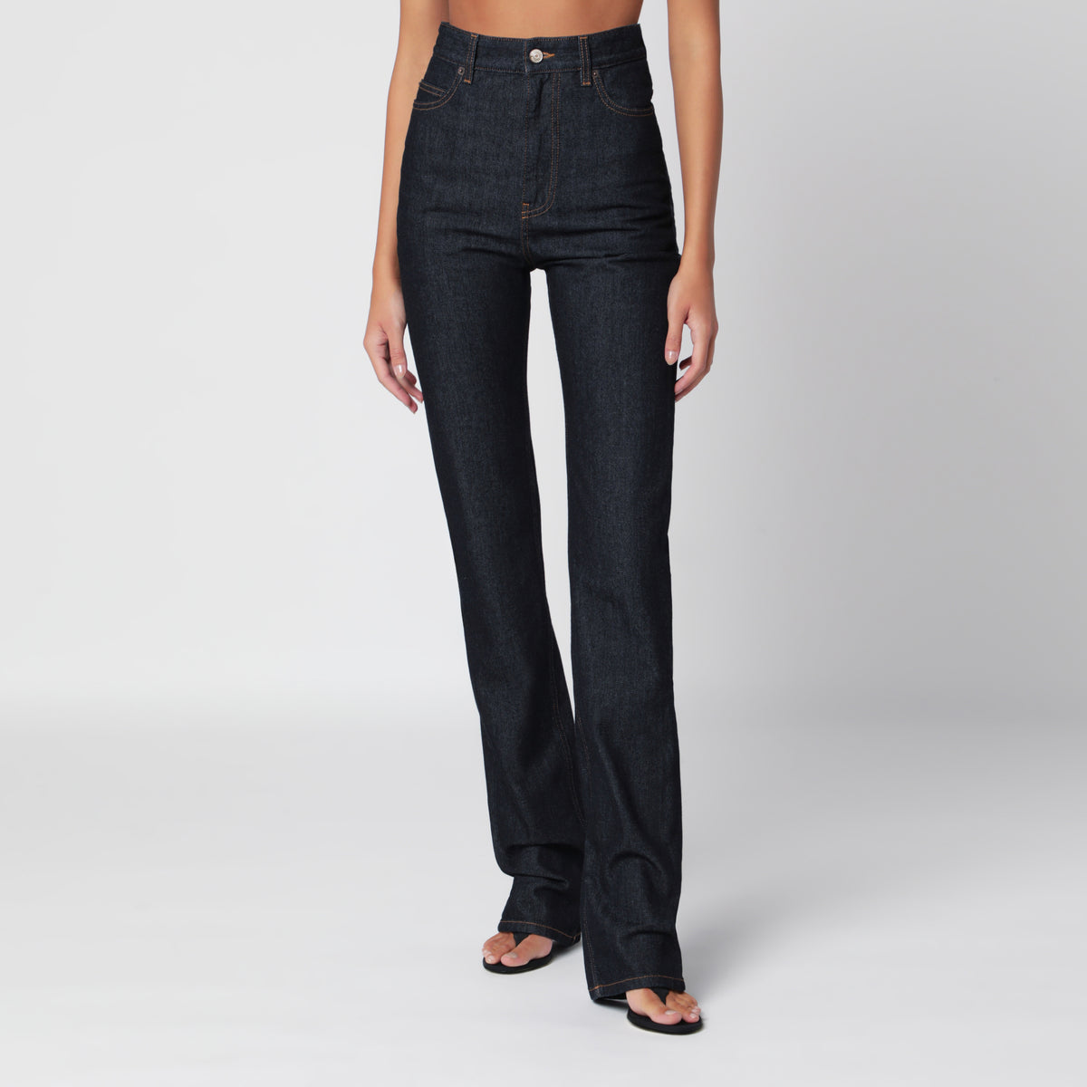 Jean taille haute bleu indigo