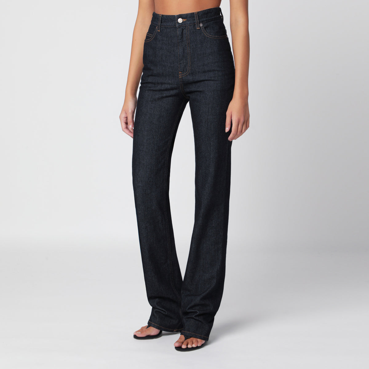 Jean taille haute bleu indigo