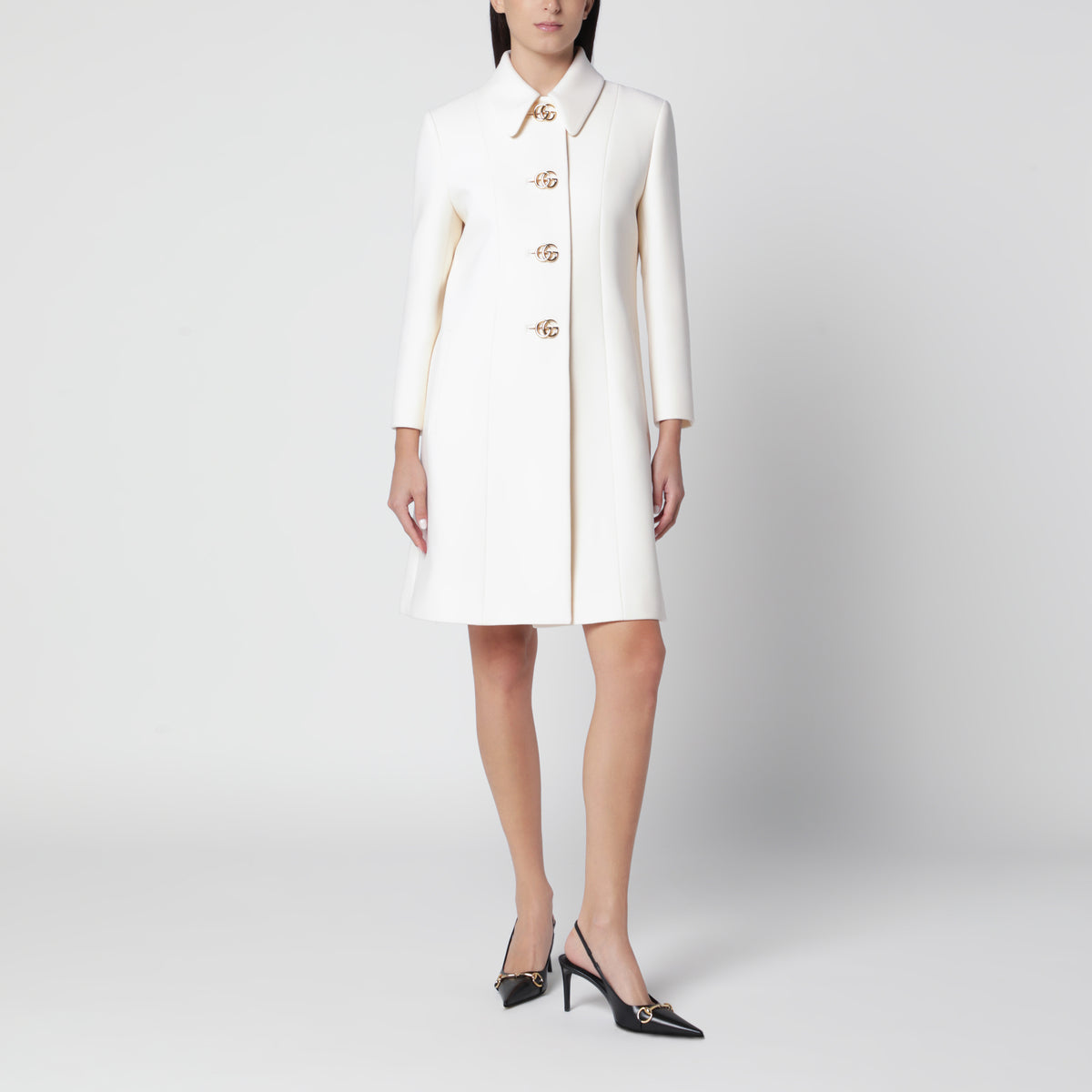 White coat in wool natté