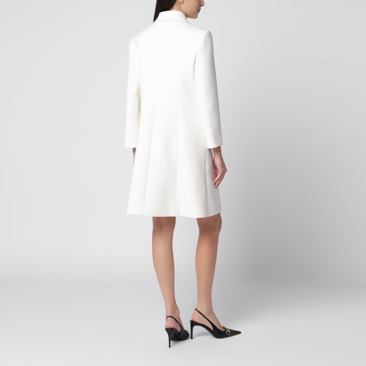 White coat in wool natté