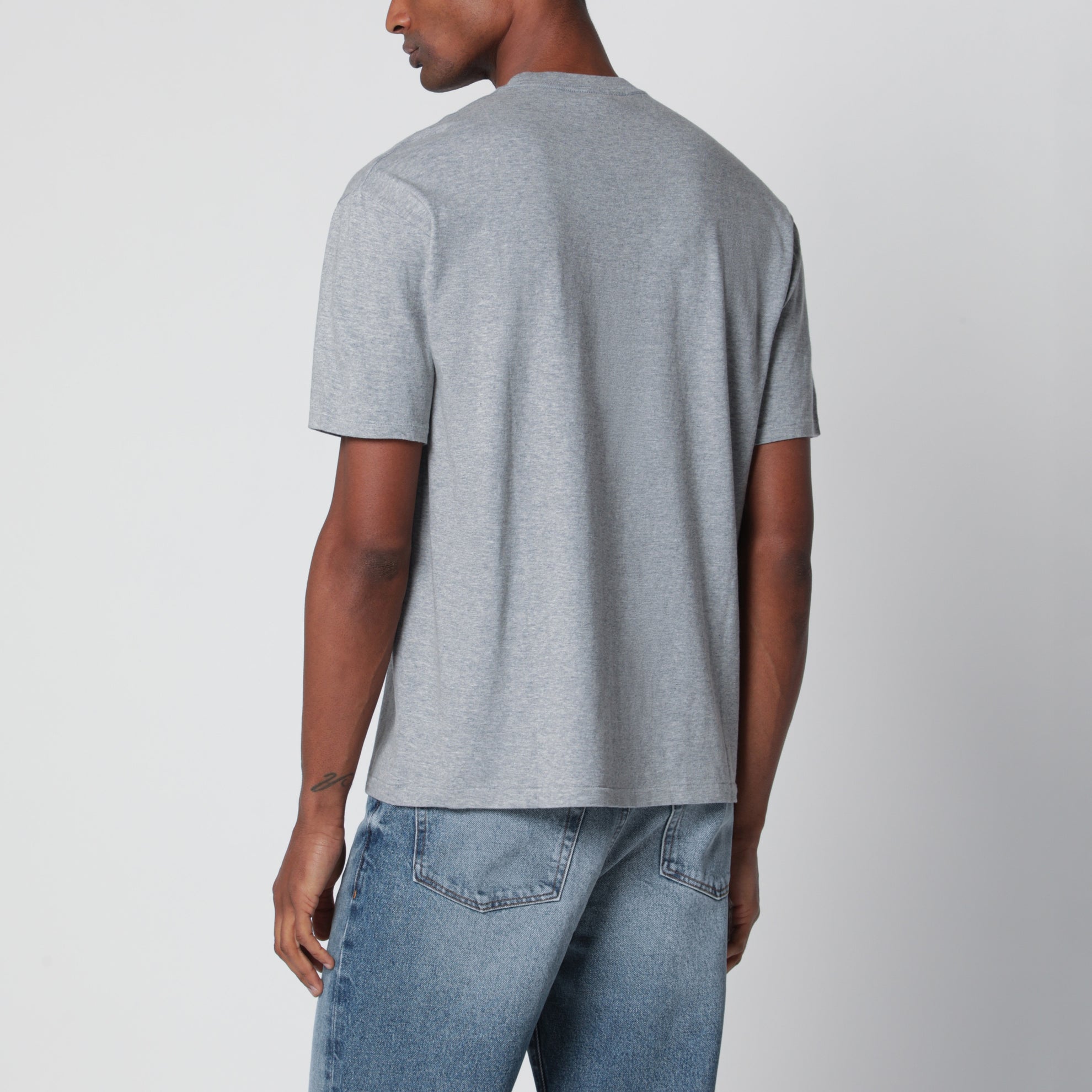 Grey cotton crew-neck T-shirt