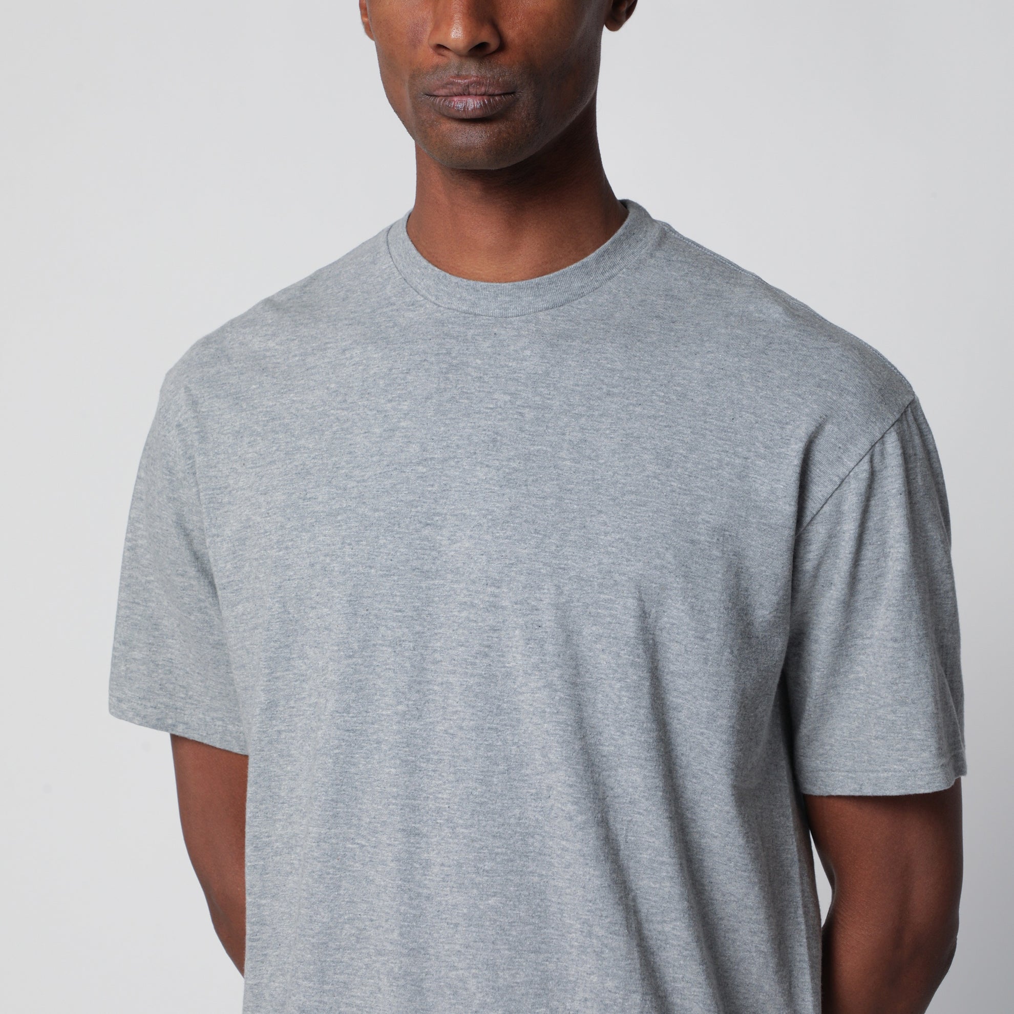 Grey cotton crew-neck T-shirt