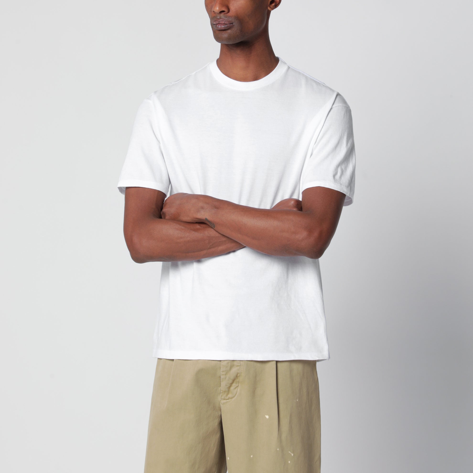 T-shirt girocollo in cotone bianca