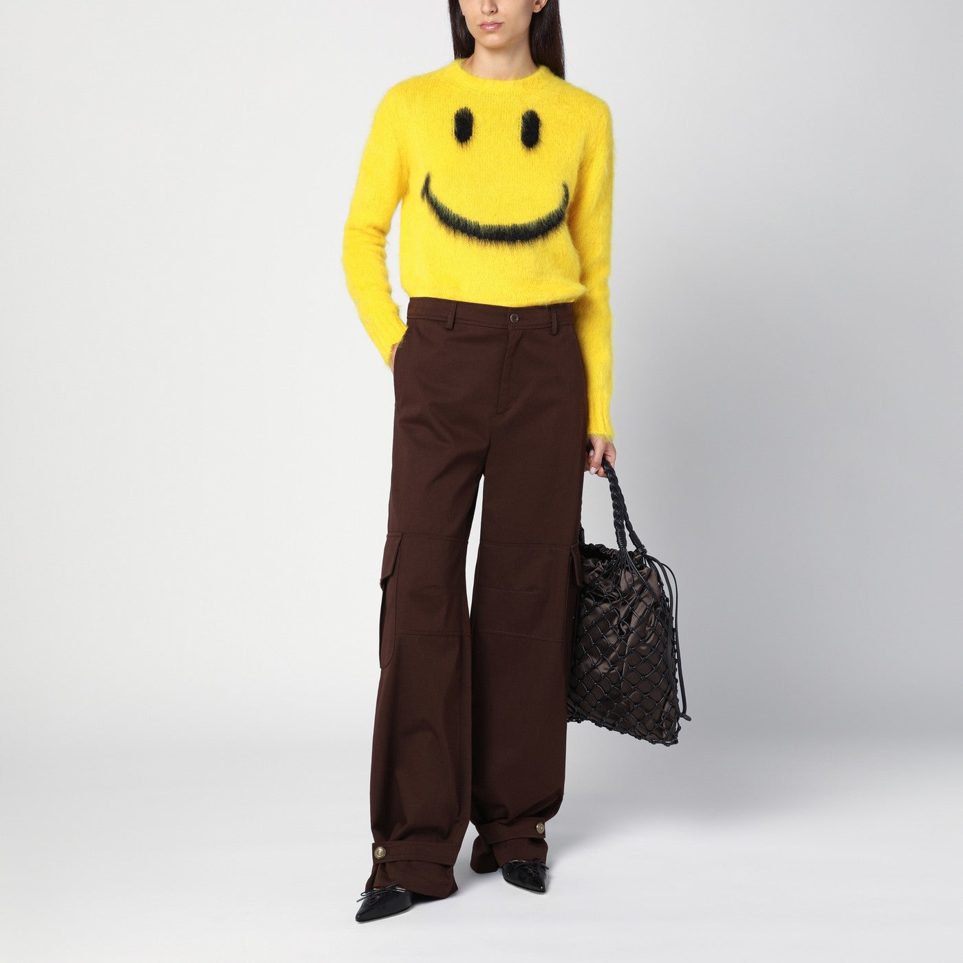 Brown wide cargo trousers
