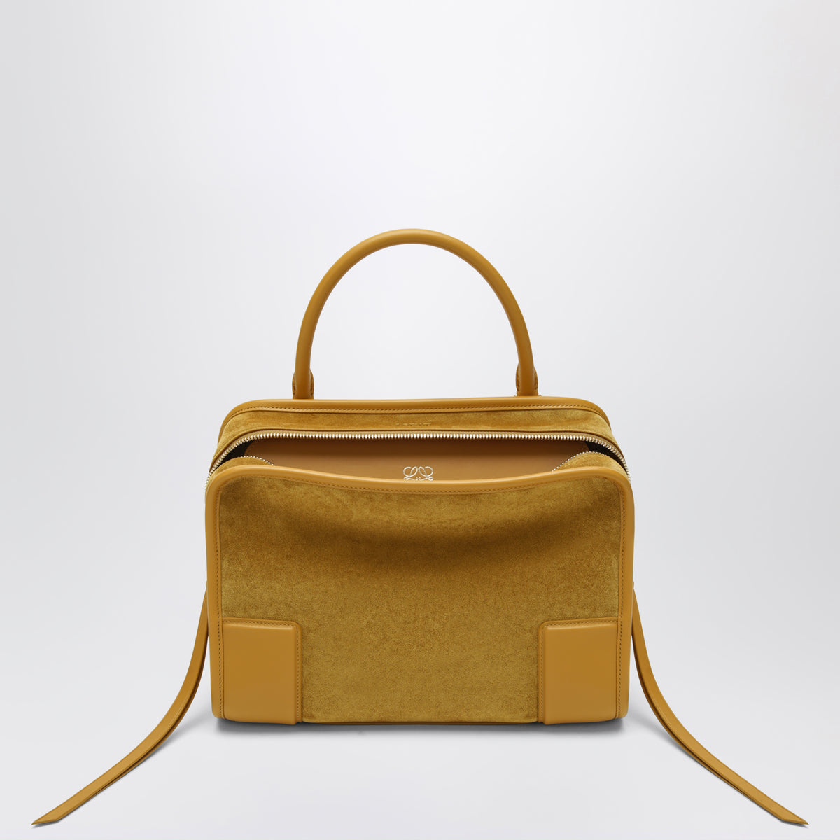 Borsa Amazona 180 media color ocra in pelle scamosciata