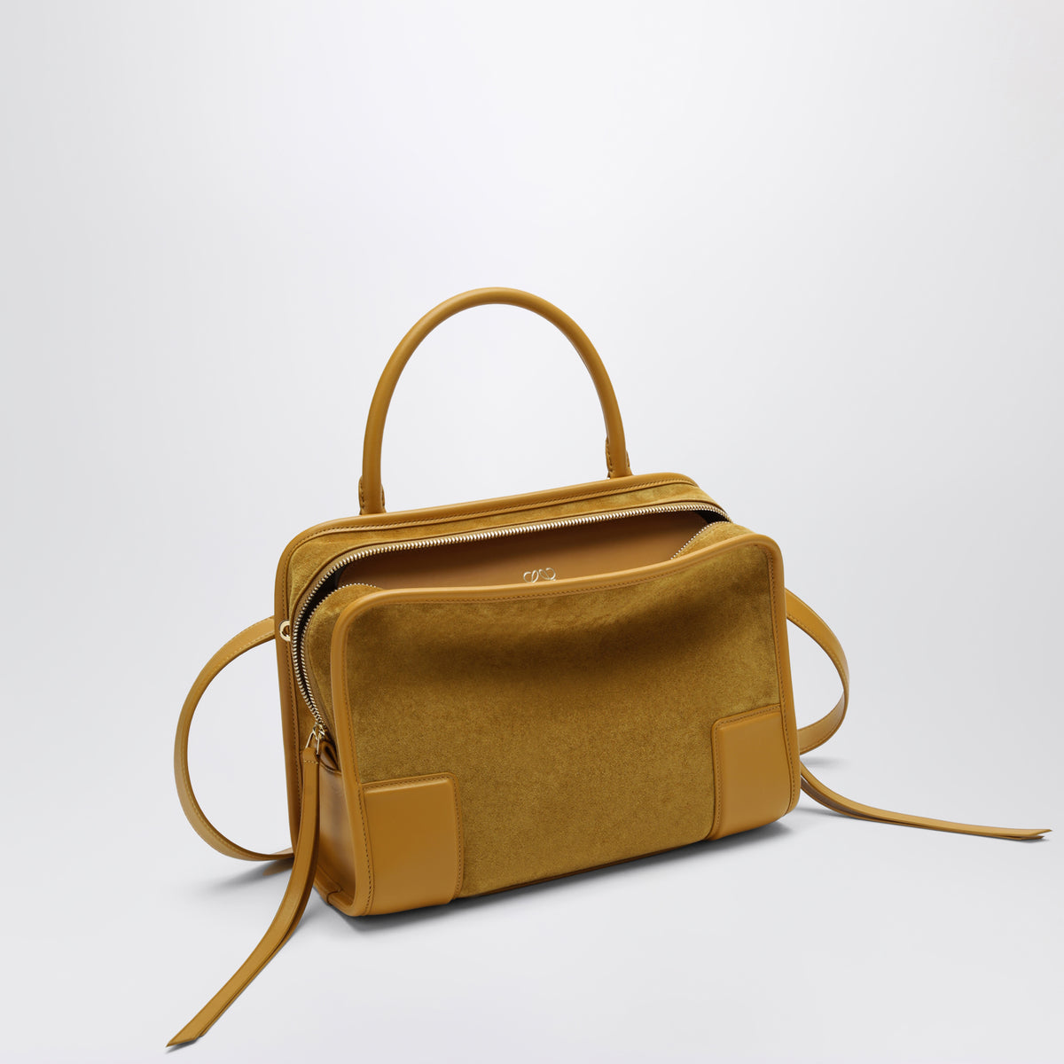 Borsa Amazona 180 media color ocra in pelle scamosciata