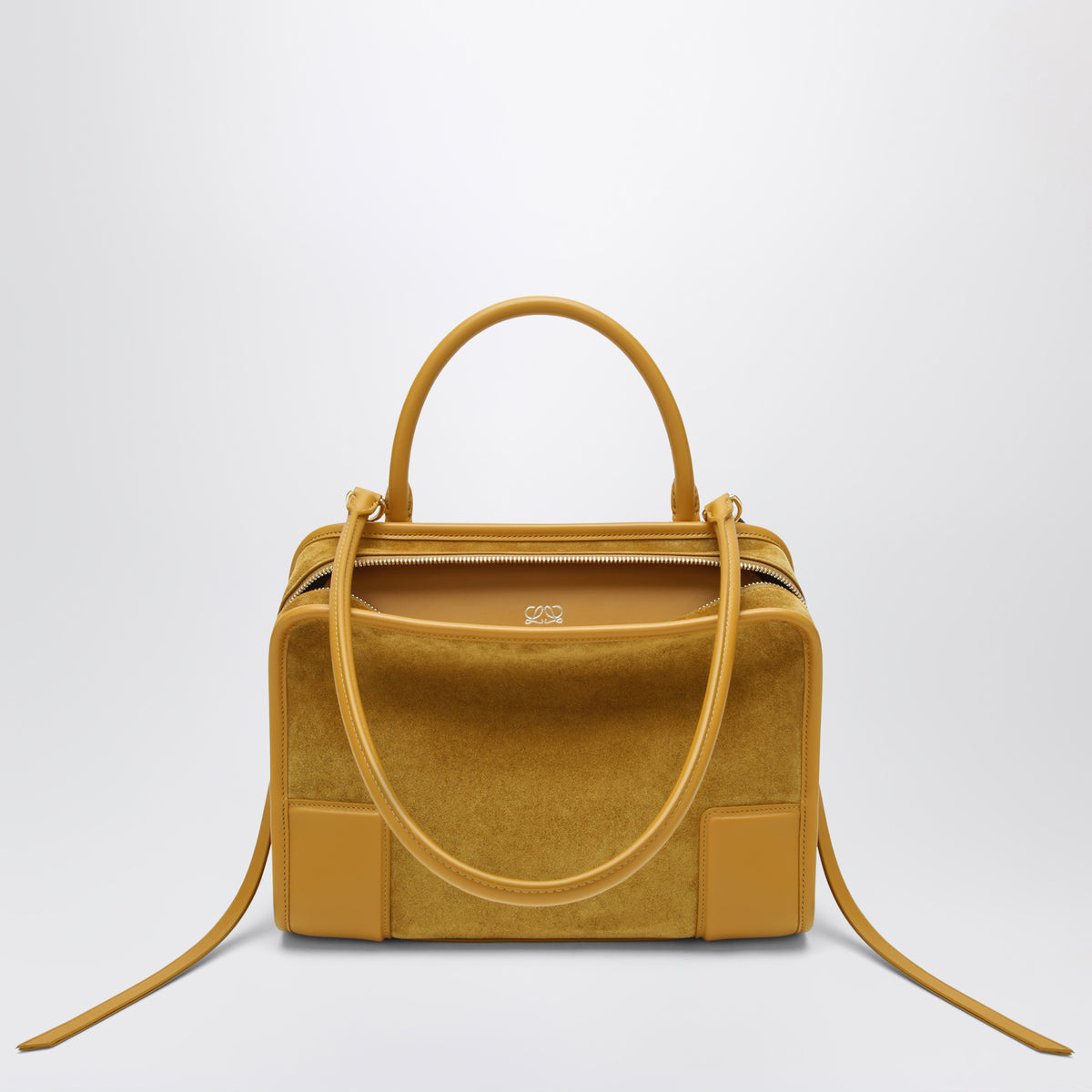 Borsa Amazona 180 media color ocra in pelle scamosciata